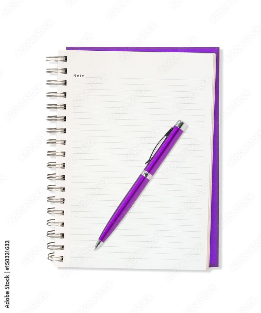 Notebook and pen isolated on white Notebook and pen isolated on white