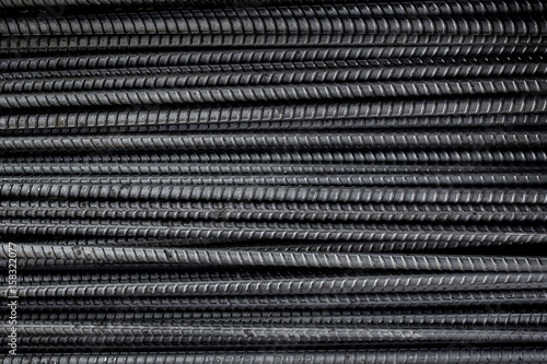 Roll of steel rods close up background.