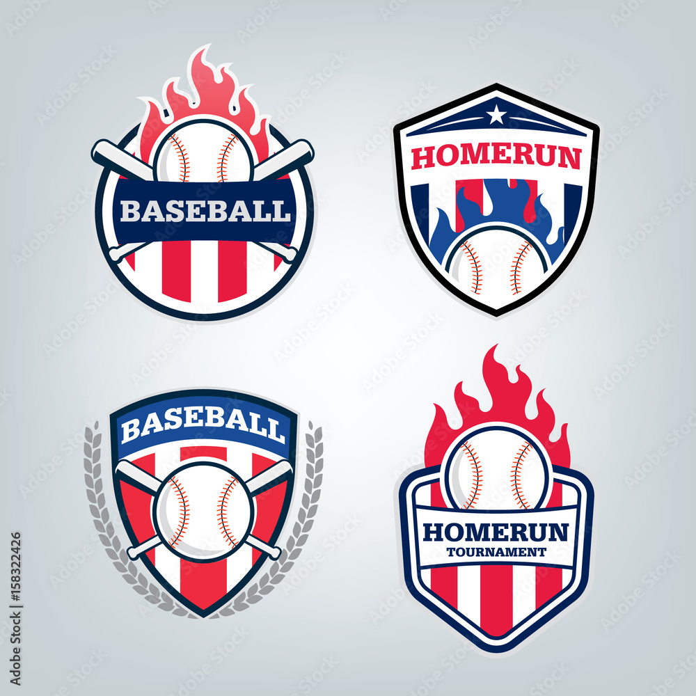 Vector design set of Baseball sport team logo Vector design set of Baseball sport team logo