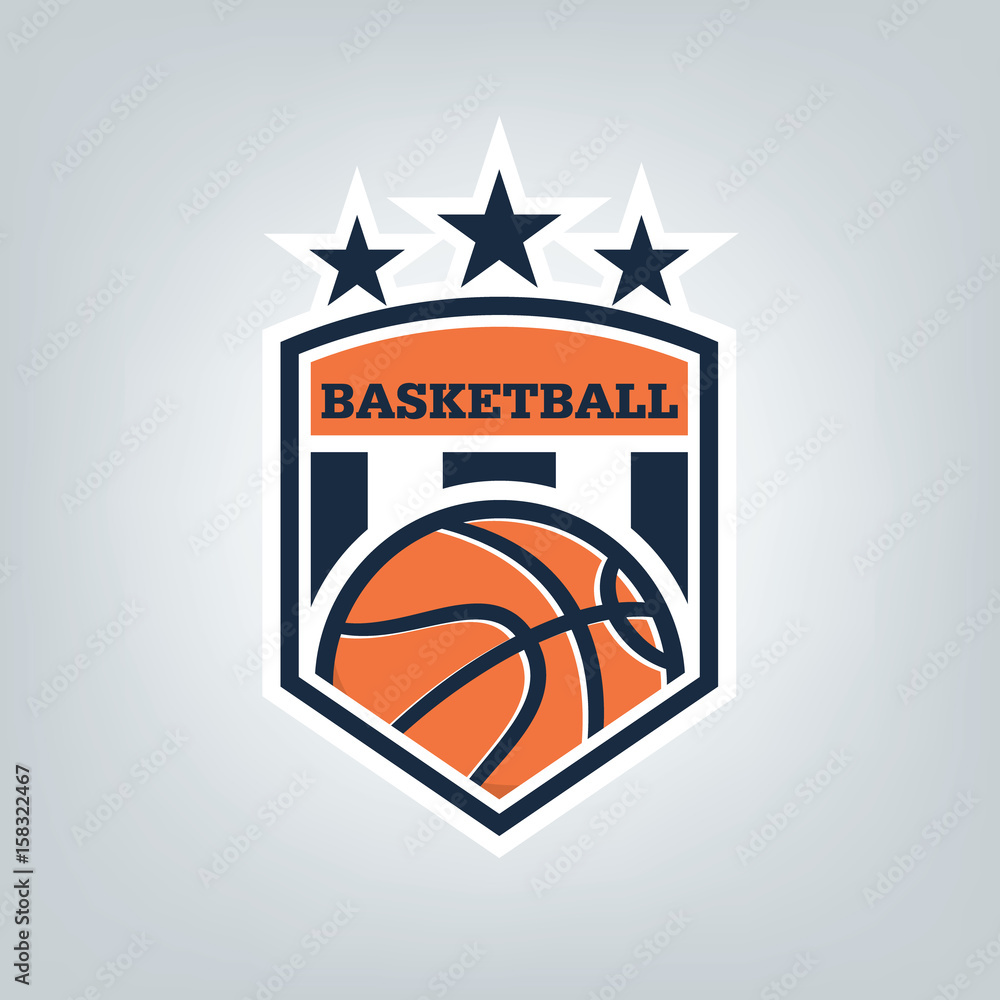 Fototapeta Basketball sport logo template design, vector illustration