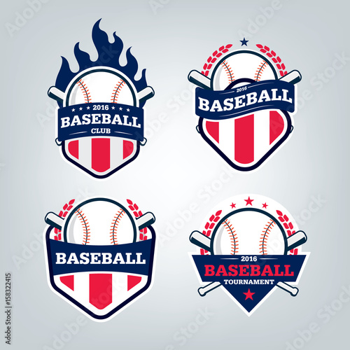 Vector design set of Baseball sport team logo
