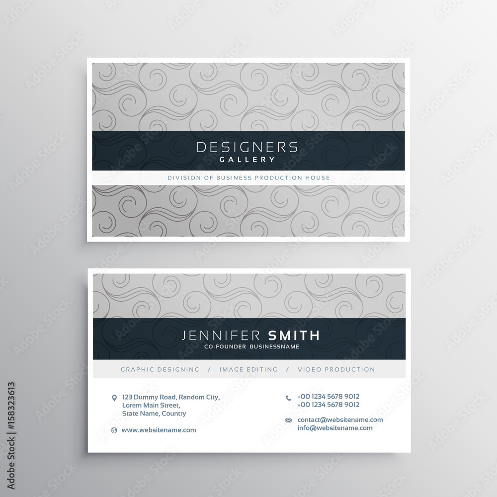 modern gray business card design with elegant pattern