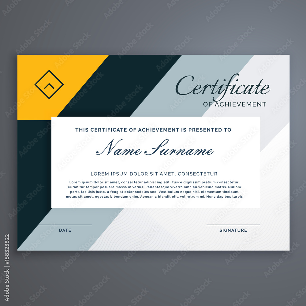 Fototapeta premium modern certificate design in yellow geometric shapes