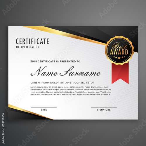 luxurious certificate design vector template