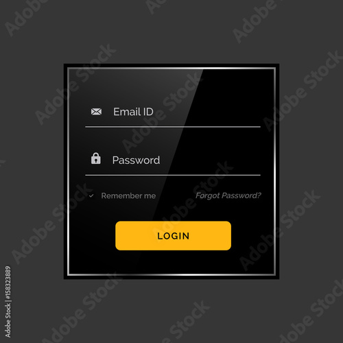 dark shiny login form ui template design