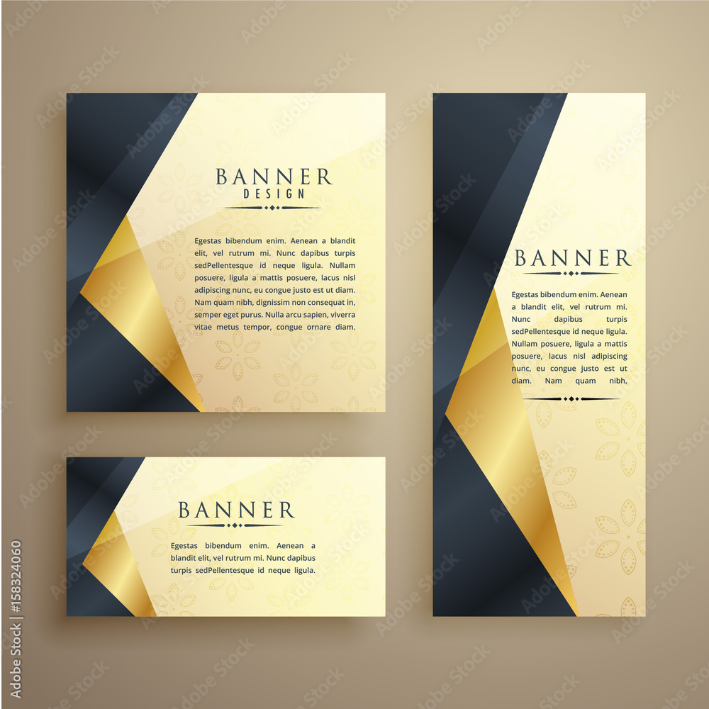 elegant set of three premium banners or card design template - obrazy, fototapety, plakaty 