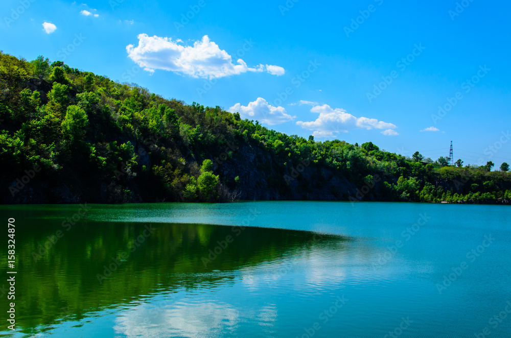 Beautiful lake in abandoned granite quarry