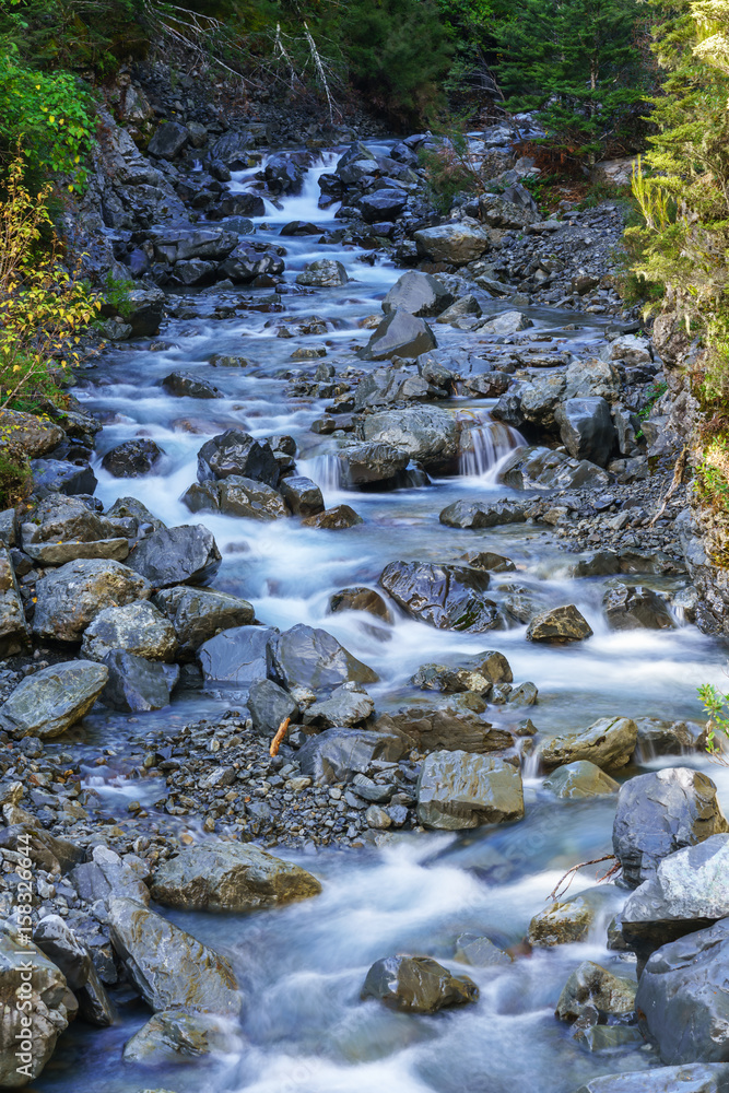 Creek of Devils Punchbowl Waterfall , Arthur's Pass short walking tracks , Arthur's Pass National Park , South Island of New Zealand Creek of Devils Punchbowl Waterfall , Arthur's Pass short walking tracks , Arthur's Pass National Park , South Island of New Zealand