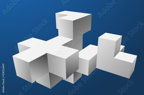 Mesh low poly cubes element. Connected lines. Connection Box Structure. Digital Data Visualization Concept. Vector Illustration.