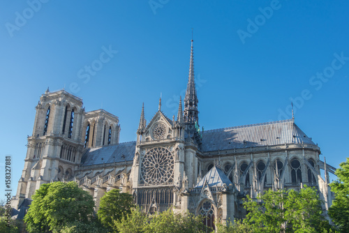  Paris, Notre-Dame cathedral in the ile de la Cite, rosette and stained glass window 