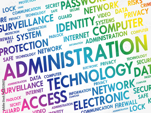 Administration word cloud, technology business concept background