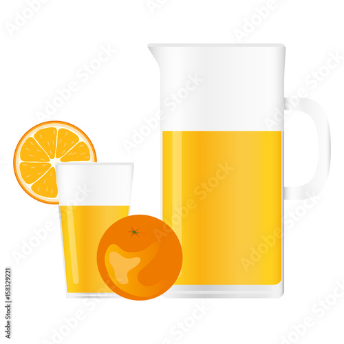 Jug and glass with orange juice