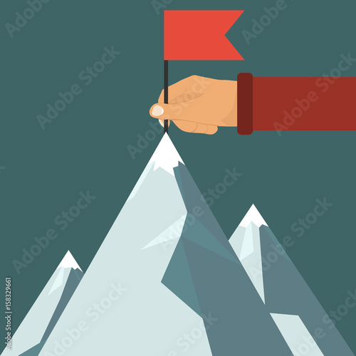 Riding a red flag to the top of the mountain