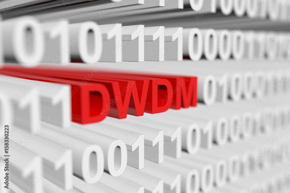 DWDM as a binary code with blurred background 3D illustration