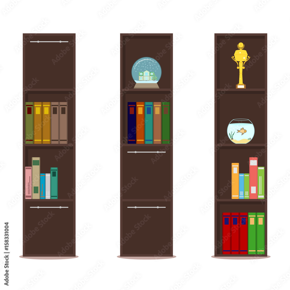 Bookcase, closet with shelves and books Bookcase, closet with shelves and books