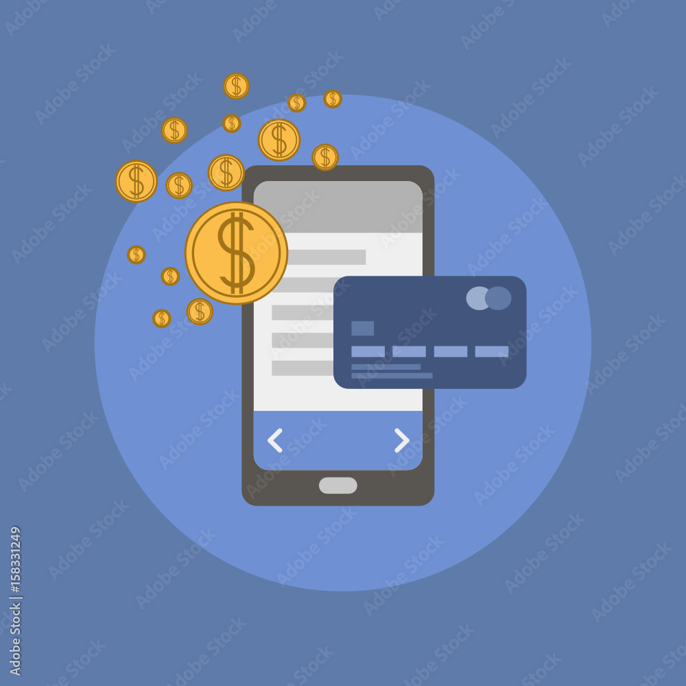 Vector illustration with a smartphone. Business. Banking Vector illustration with a smartphone. Business. Banking