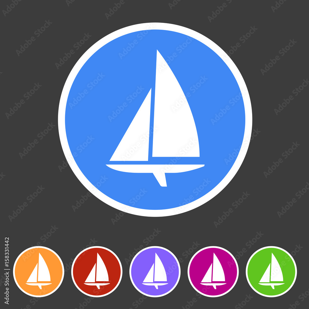 Sailing boat yacht icon flat web sign symbol logo label Sailing boat yacht icon flat web sign symbol logo label