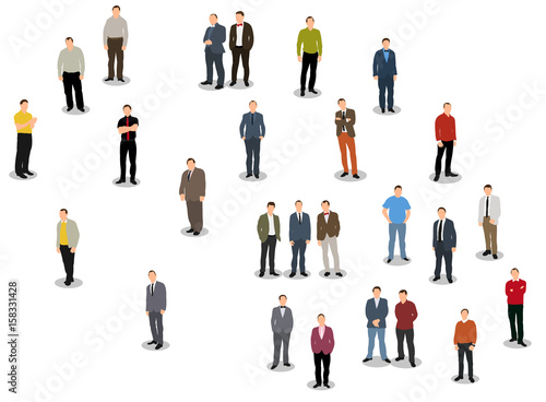 collection of men s business flat style  isometric people