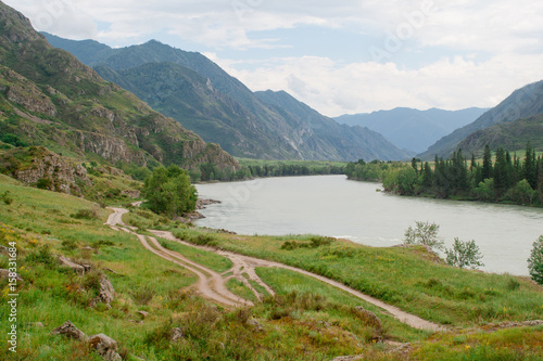 Fototapeta Naklejka Na Ścianę i Meble -  Landscape on the Katun River. Altai Mountains