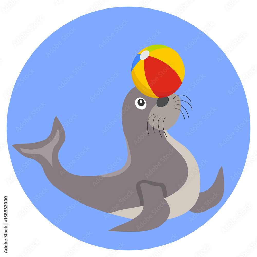 Seal plays with the ball icon Seal plays with the ball icon