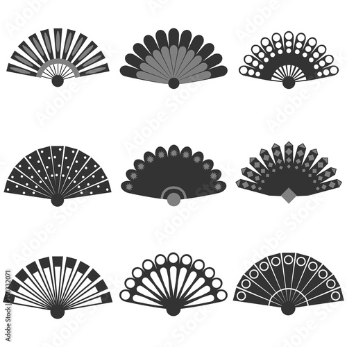 Fan icons, black and white