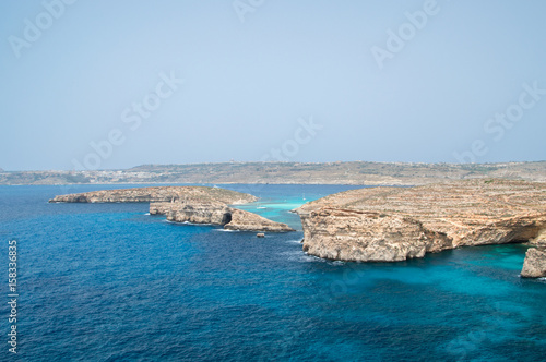 Blue Lagoon beach with pure crystal water at Comino Island in Malta.
