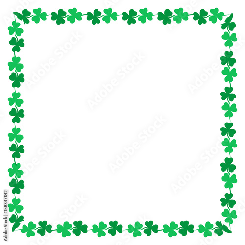 Saint Patrick's Day Green Clover Clip Art. Lucky Leaf banner border decoration.