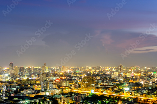 Cityscape at evening time in Bangkok, Thailand