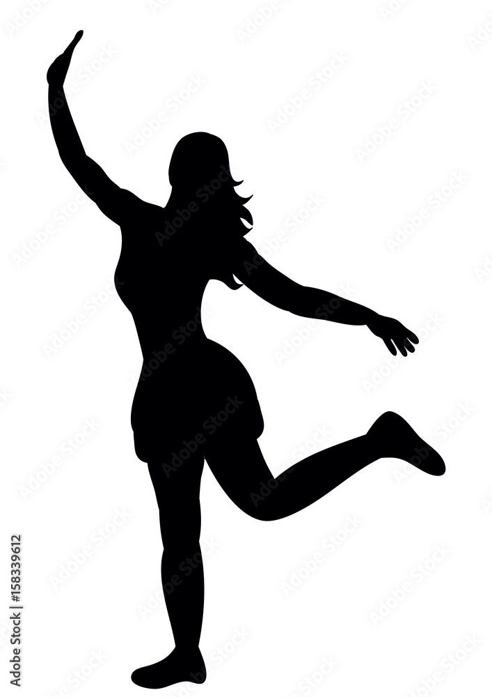 Silhouette of a girl having fun dancing 