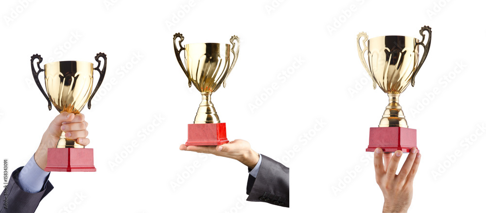Fototapeta premium Collage of businessman receiving award