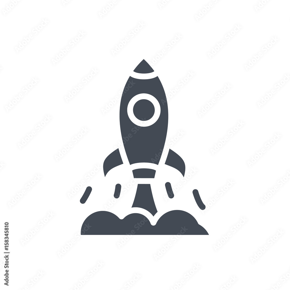 Business StartUp Spaceship silhouette Icon