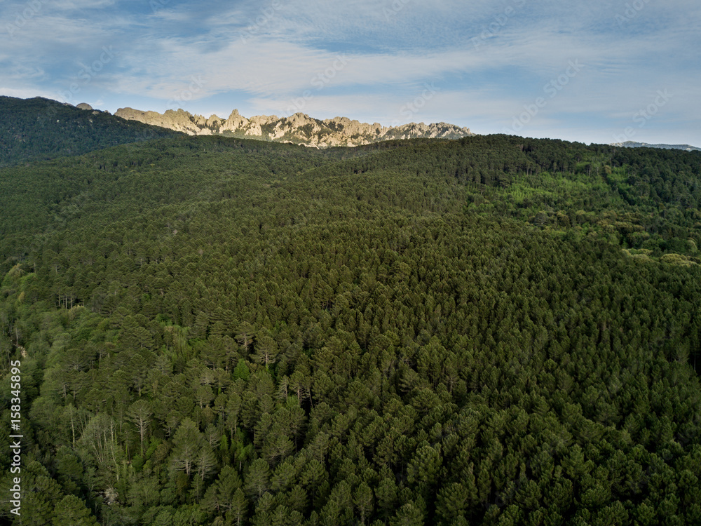 Aerial view of Bavella region in Corsica
