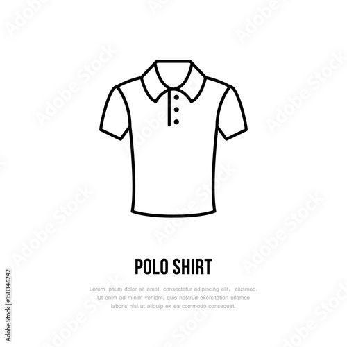 Polo shirt icon, clothing shop line logo. Flat sign for apparel collection. Logotype for laundry, clothes cleaning.