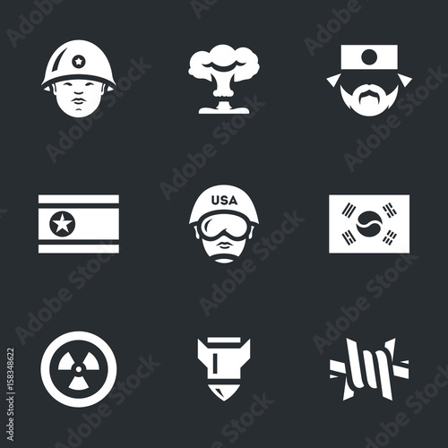 Vector Set of North and South Korea Icons.