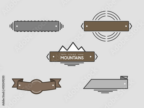 set of flat ribbons with stroke
