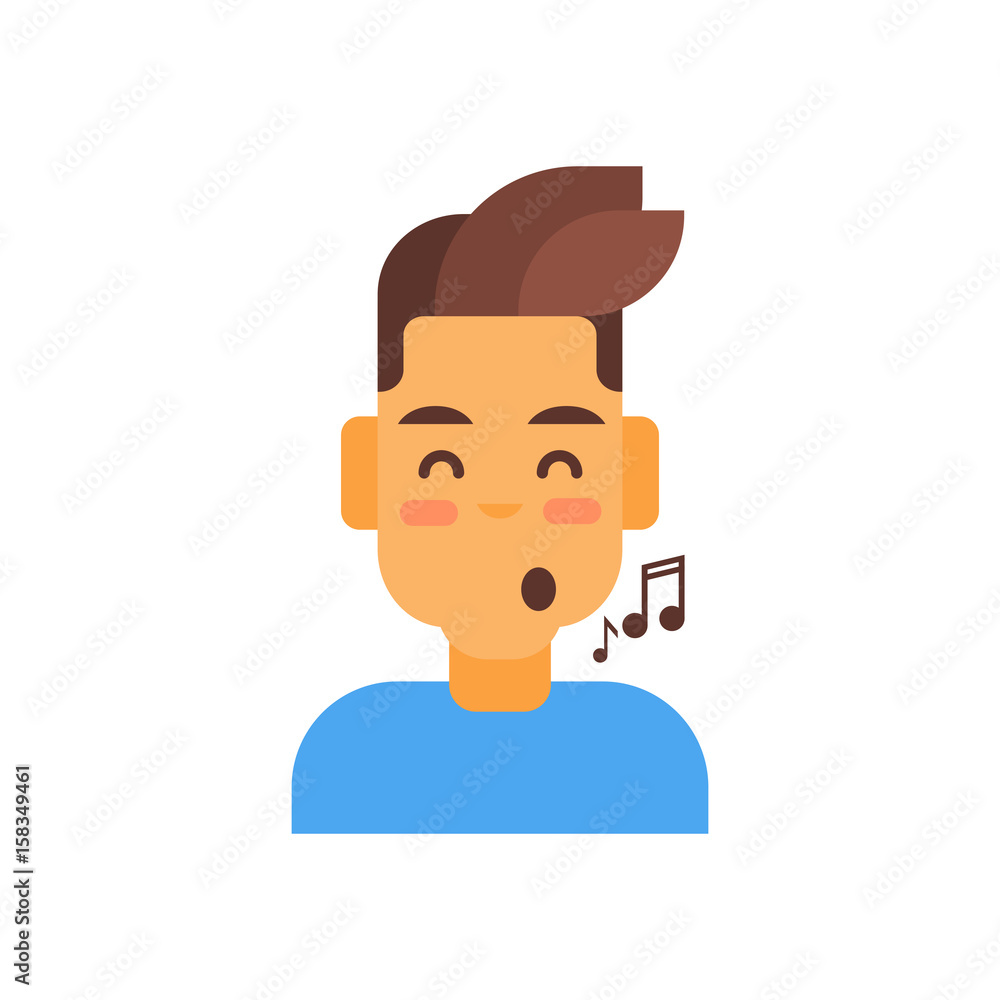 Profile Icon Male Emotion Avatar, Man Cartoon Portrait Happy Smiling Face Sing Vector Illustration Profile Icon Male Emotion Avatar, Man Cartoon Portrait Happy Smiling Face Sing Vector Illustration