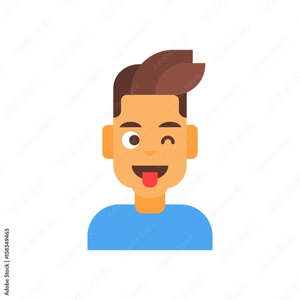 Profile Icon Male Emotion Avatar, Man Cartoon Portrait Happy Smiling Face Winking Vector Illustration Profile Icon Male Emotion Avatar, Man Cartoon Portrait Happy Smiling Face Winking Vector Illustration
