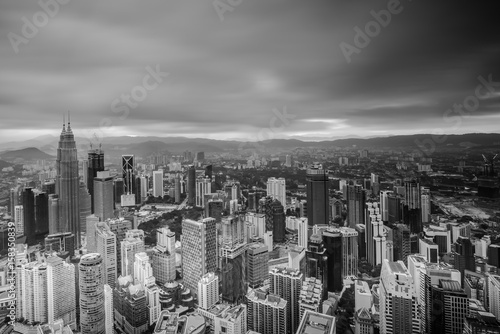 aerial view of kuala lumpur in long exposure and black and white © FAROQ