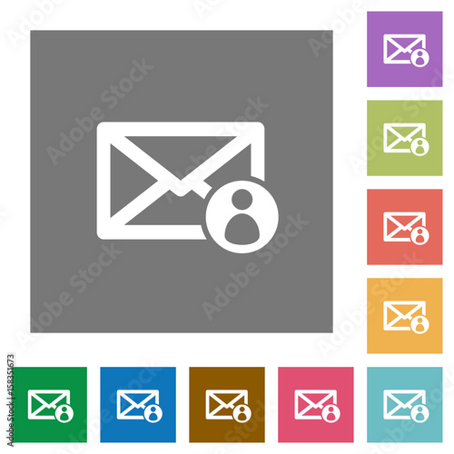 Mail sender square flat icons