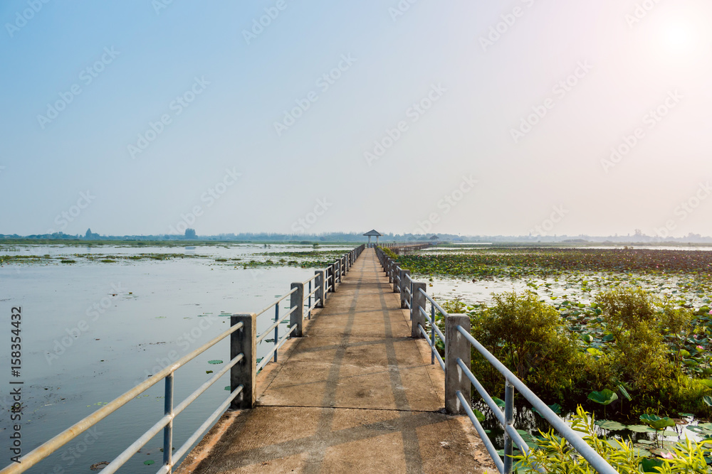 Bridge view lake nonghan Sakon Nakhon Province, Thailand
