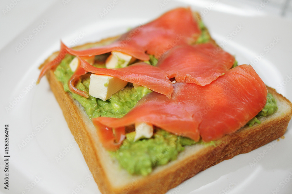 Salmon, avocado and cream cheese sandwich Salmon, avocado and cream cheese sandwich