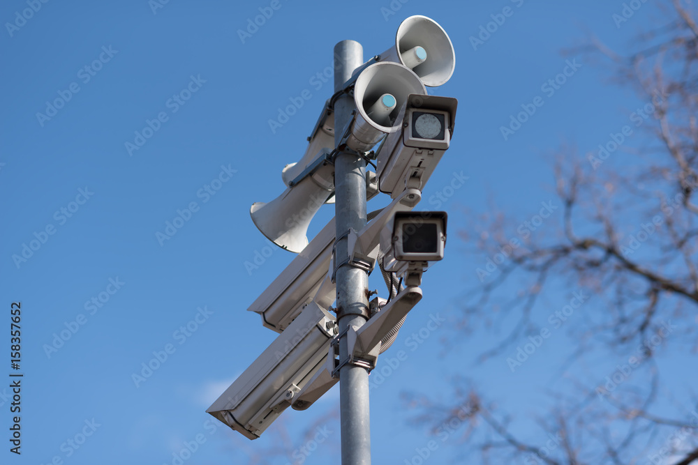 Loudspeaker and surveillance camera for safety and alert in hazardous situations