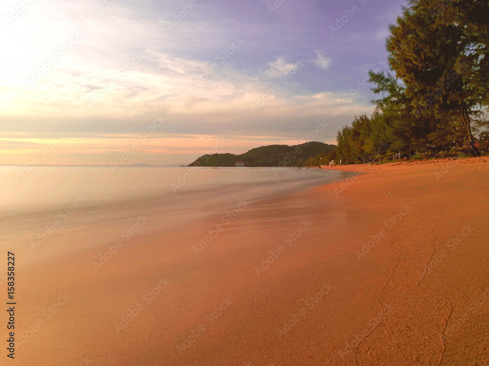 Naklejka premium sun light sea and tree