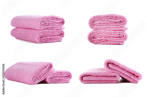 Collage of towels on white background