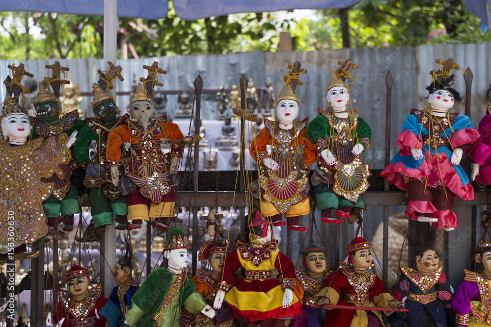 Burmese puppets as travel souvenirs, Myanmar