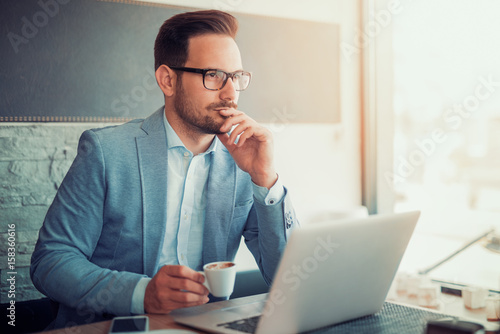 Businessman having a coffee break