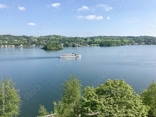 Windermere lake cruise ship on a beautiful summers day near Far Sawrey 