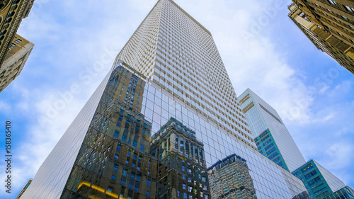 skyscrapers with blue glass