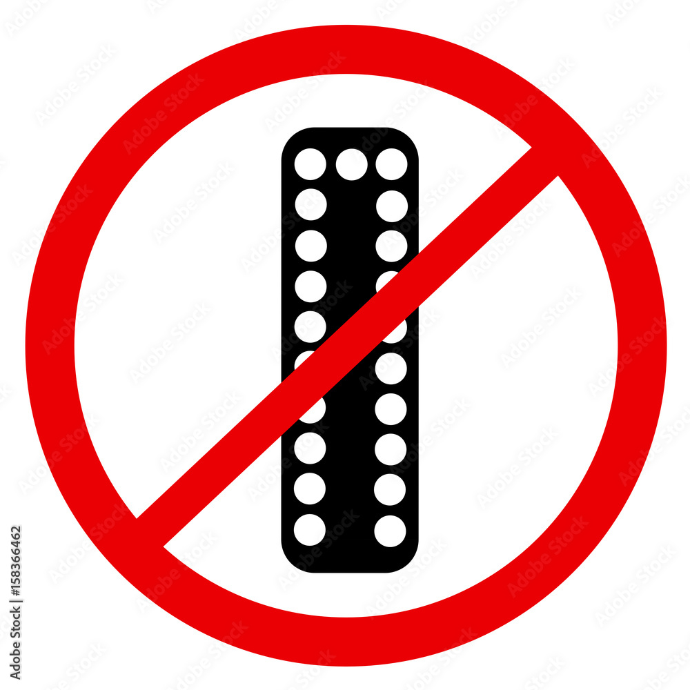 Vector symbol of ban and prohition to use and prescribe birth control