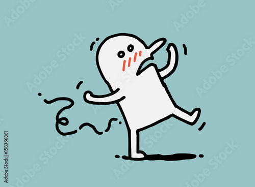Simple man has dizziness, Doodle vector illustration.